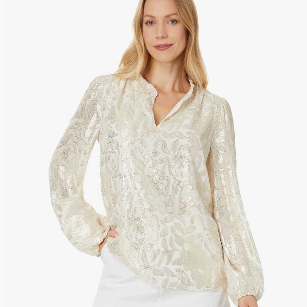 Lilly Pulitzer Ivory Floral Blouse